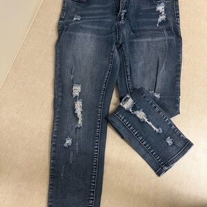SHEIN Dark Blue Distressed Skinny Jeans